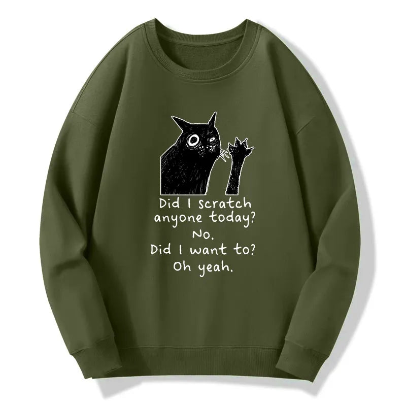 Kyoto-Lion Black Cat Scratches People Classic Sweatshirt