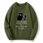 Kyoto-Lion Black Cat Scratches People Classic Sweatshirt