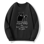 Kyoto-Lion Black Cat Scratches People Classic Sweatshirt