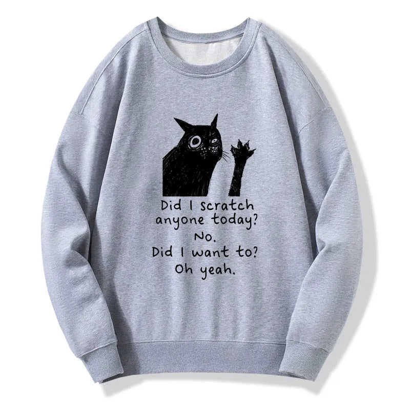 Kyoto-Lion Black Cat Scratches People Classic Sweatshirt
