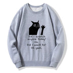 Kyoto-Lion Black Cat Scratches People Classic Sweatshirt