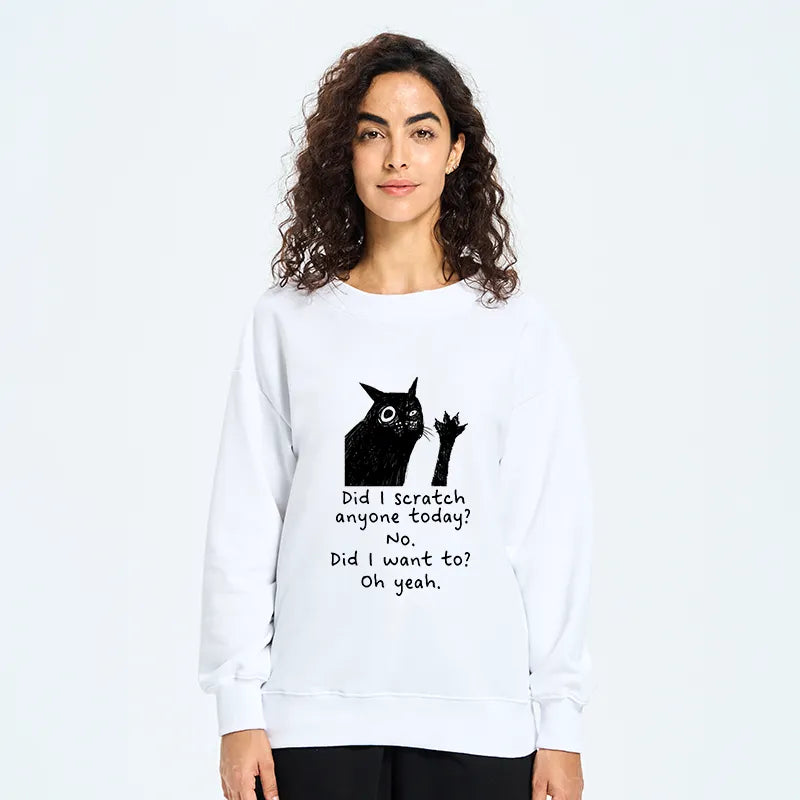 Kyoto-Lion Black Cat Scratches People Classic Sweatshirt