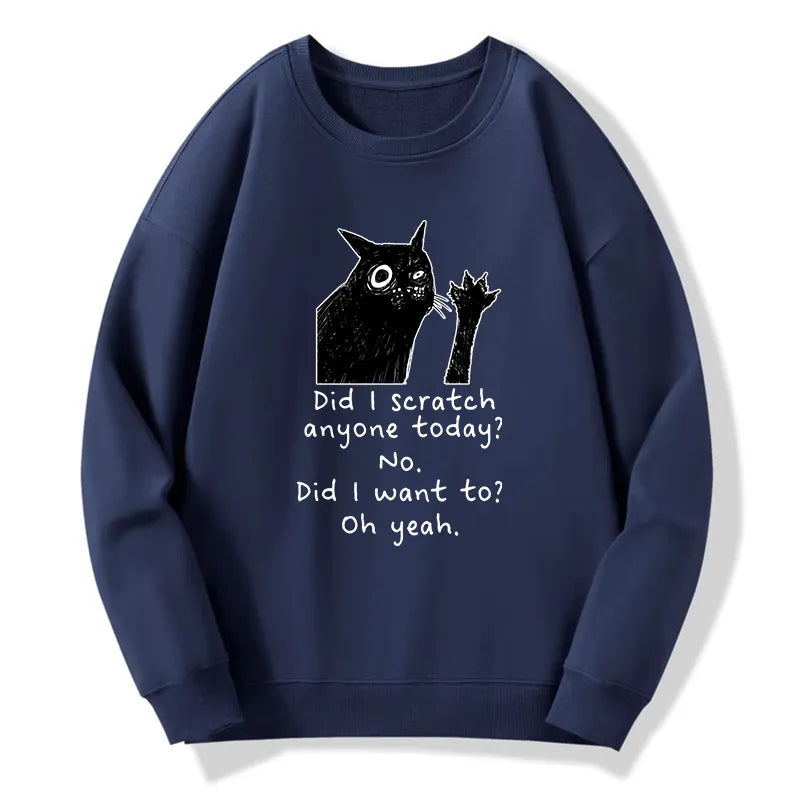 Kyoto-Lion Black Cat Scratches People Classic Sweatshirt