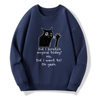 Kyoto-Lion Black Cat Scratches People Classic Sweatshirt