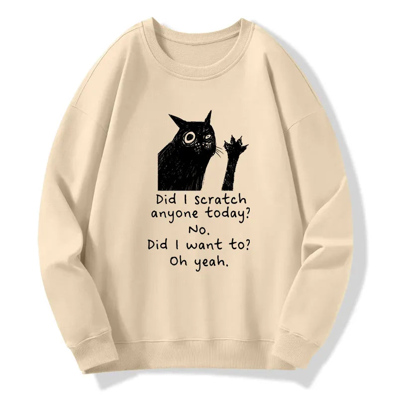 Kyoto-Lion Black Cat Scratches People Classic Sweatshirt
