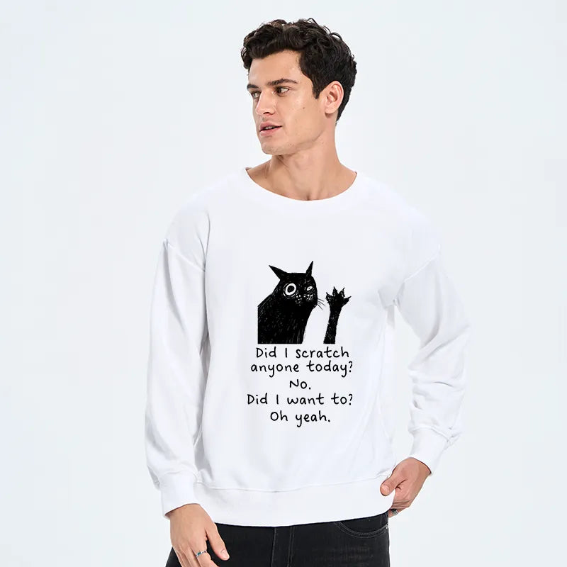 Kyoto-Lion Black Cat Scratches People Classic Sweatshirt
