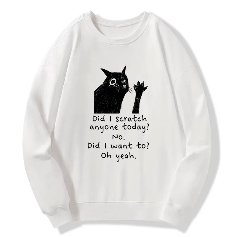 Kyoto-Lion Black Cat Scratches People Classic Sweatshirt