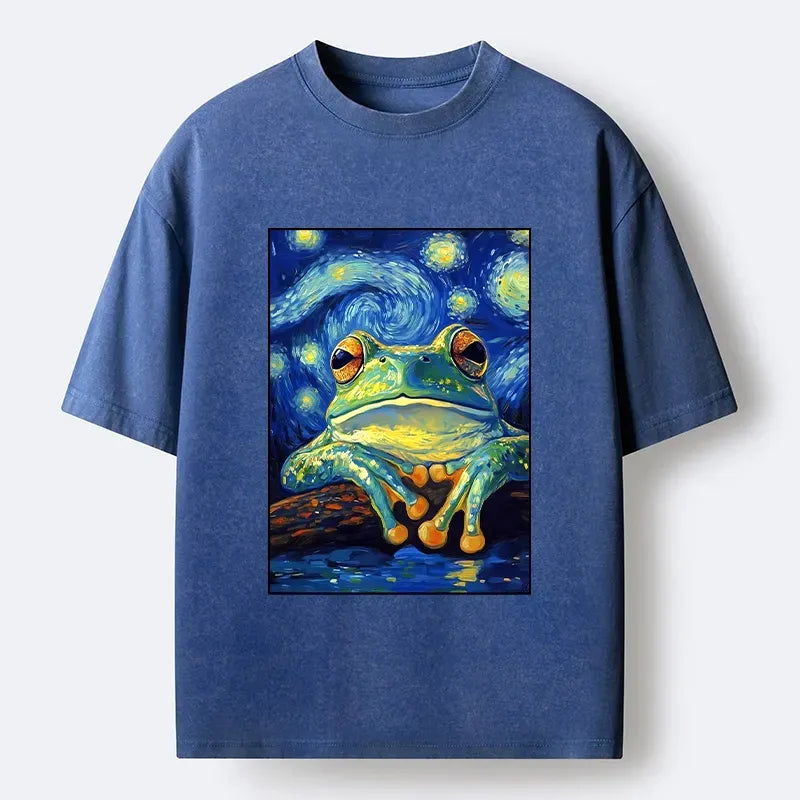 Star Sky Frog Art Print Washed Tee