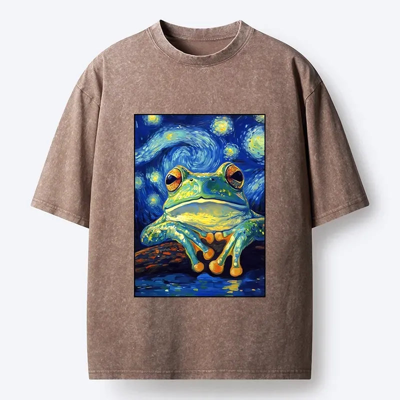 Star Sky Frog Art Print Washed Tee