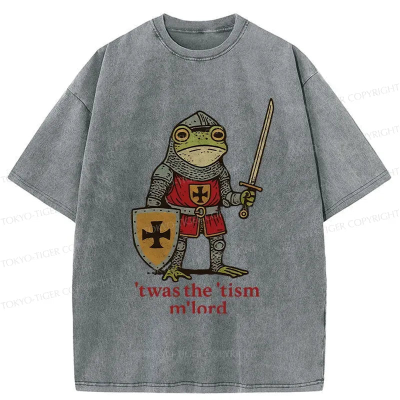 Kyoto-Lion Frog Knight Funny Washed T-Shirt