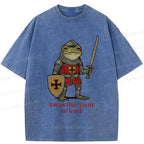Washed Japanese Streetwear Frog Tee for Summer