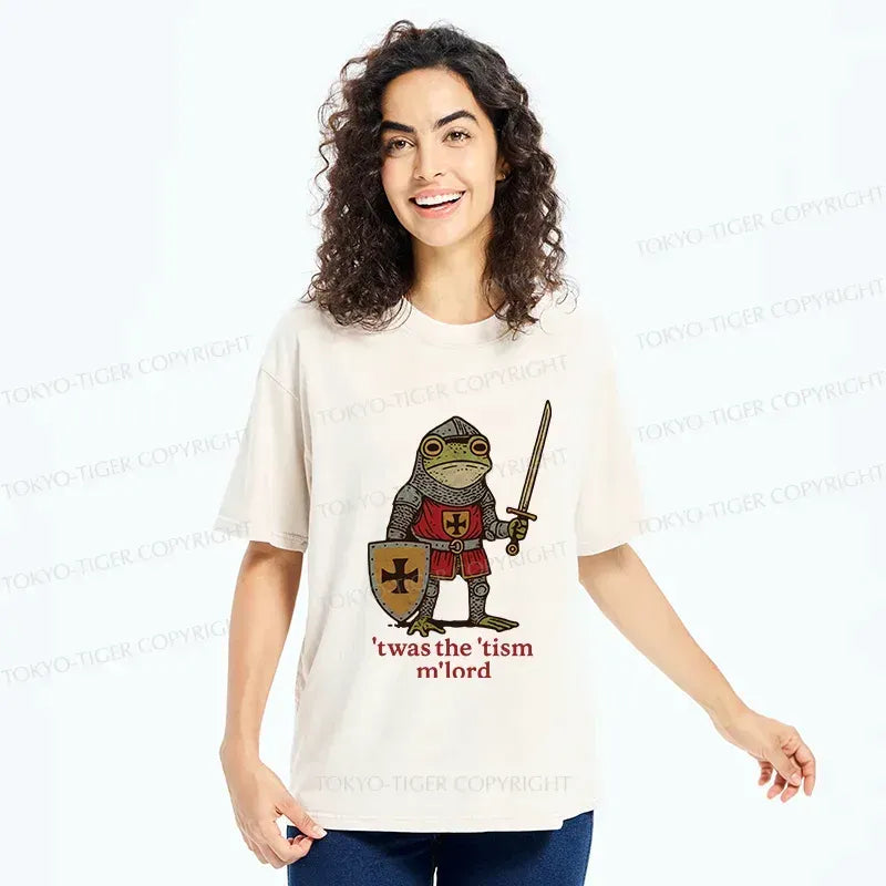 Kyoto-Lion Frog Knight Funny Washed T-Shirt