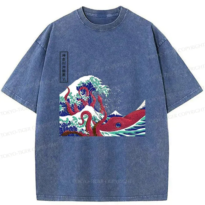 Kyoto-Lion Octopus Wave Tee for Summer