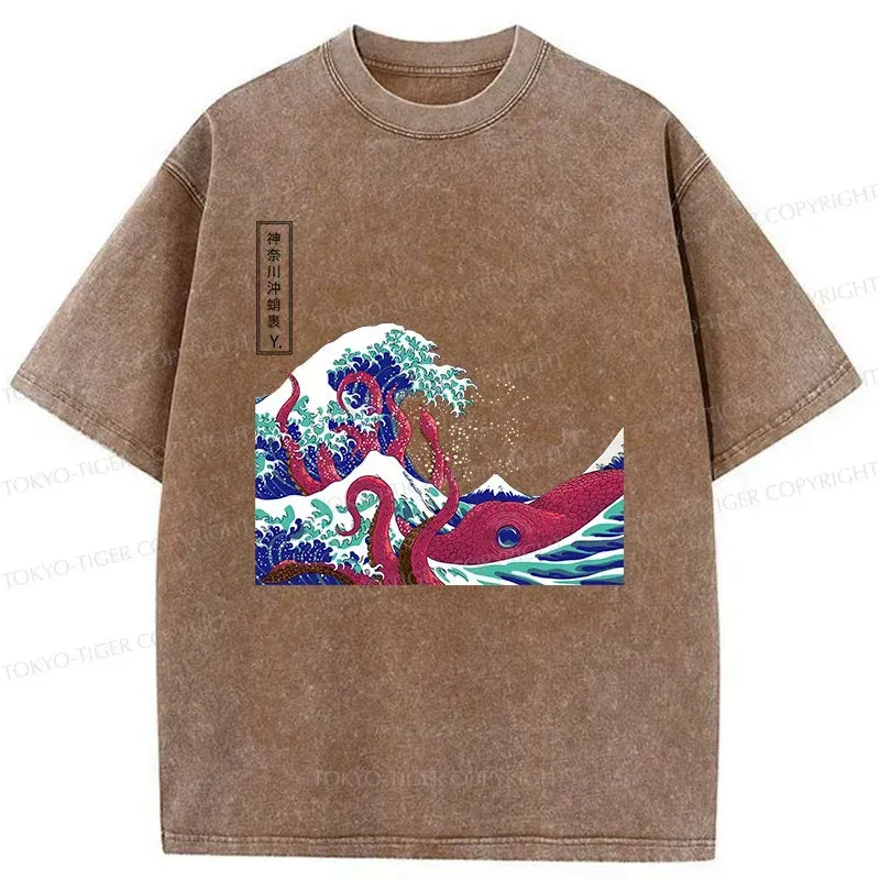 Kyoto-Lion Octopus Wave Tee for Summer