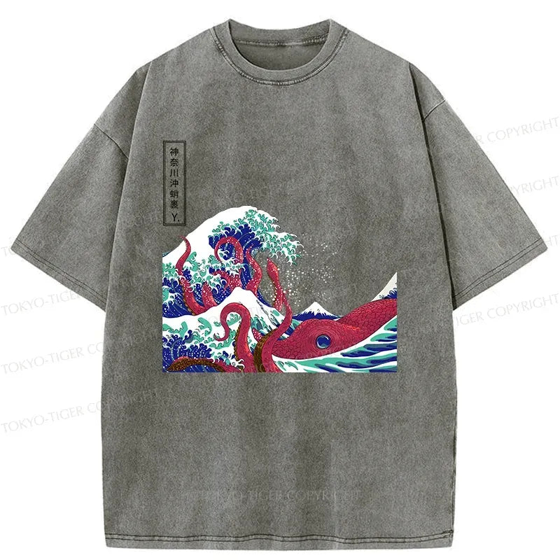 Kyoto-Lion Octopus Wave Tee for Summer