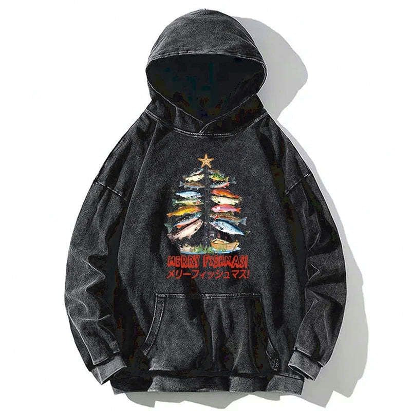 Kyoto-Lion Christmas Tree Fish Washed Hoodie