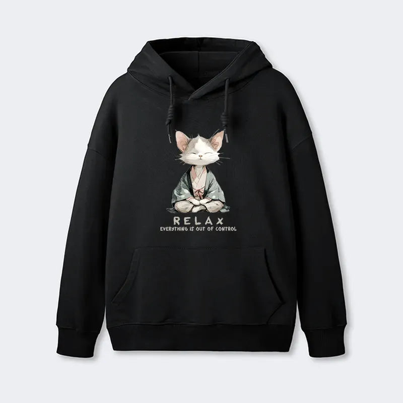 Kyoto-Lion Zen Cat Relaxation Everything's Out Of Control Classic Hoodie