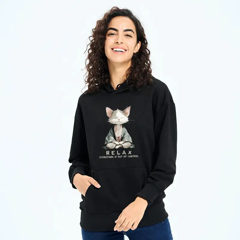 Kyoto-Lion Zen Cat Relaxation Everything's Out Of Control Classic Hoodie