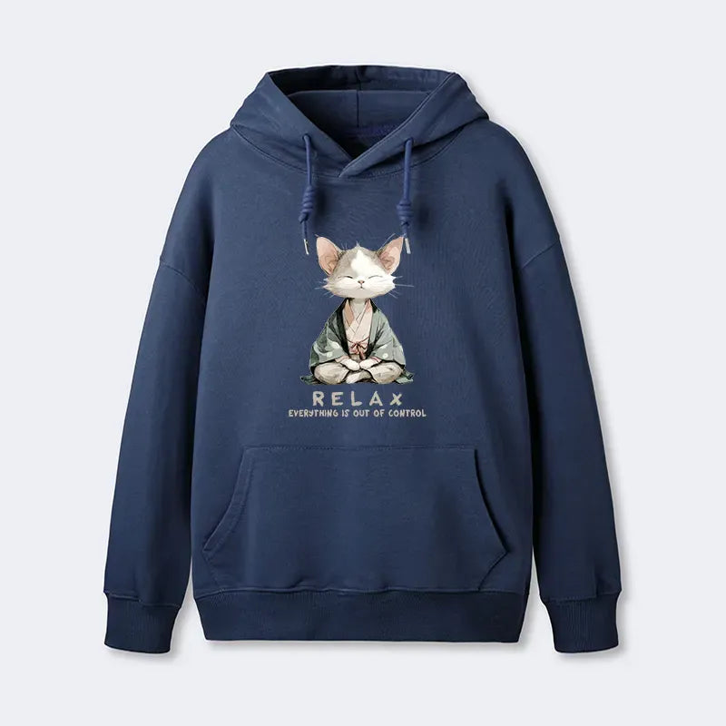Kyoto-Lion Zen Cat Relaxation Everything's Out Of Control Classic Hoodie