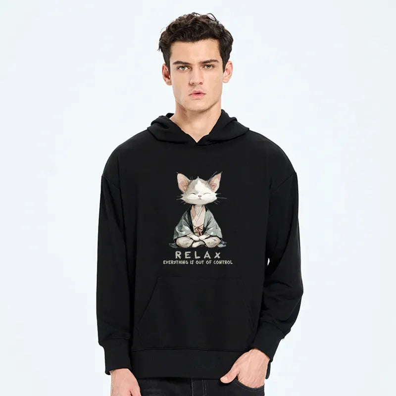 Kyoto-Lion Zen Cat Relaxation Everything's Out Of Control Classic Hoodie