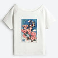 Japanese Cherry Blossom Off Shoulder T-Shirt