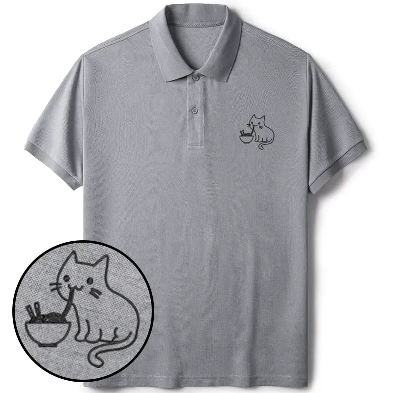Kawaii Cat Ramen Polo Shirt for Daily Wear