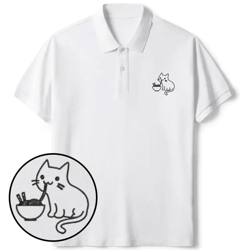 Kawaii Cat Ramen Polo Shirt for Daily Wear