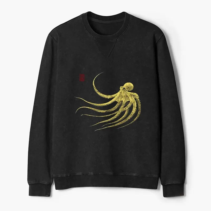 Washed Terry Octopus Sweatshirt Gift Idea for Him