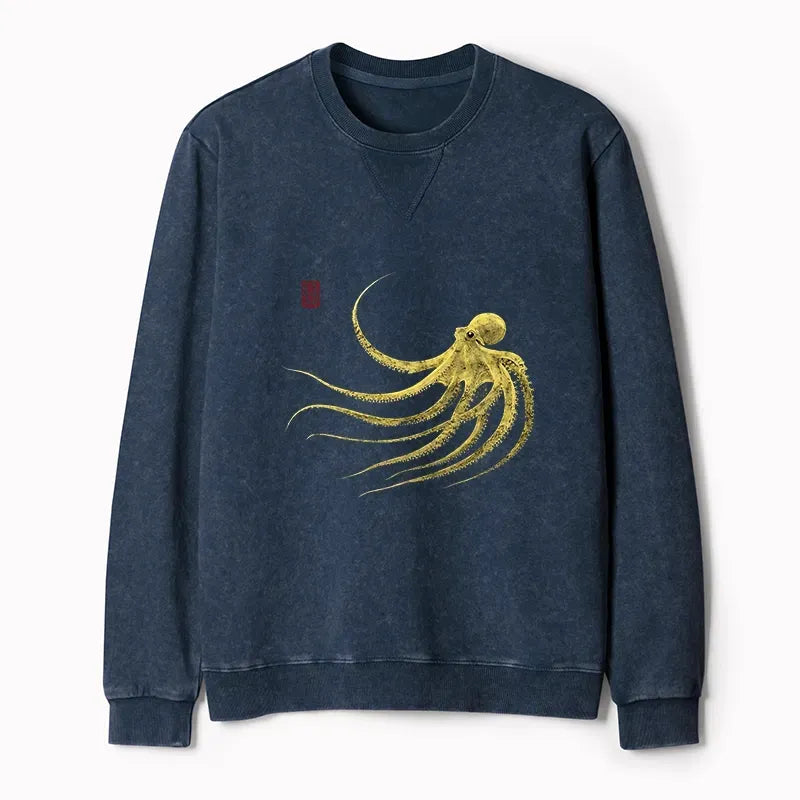 Washed Terry Octopus Sweatshirt Gift Idea for Him