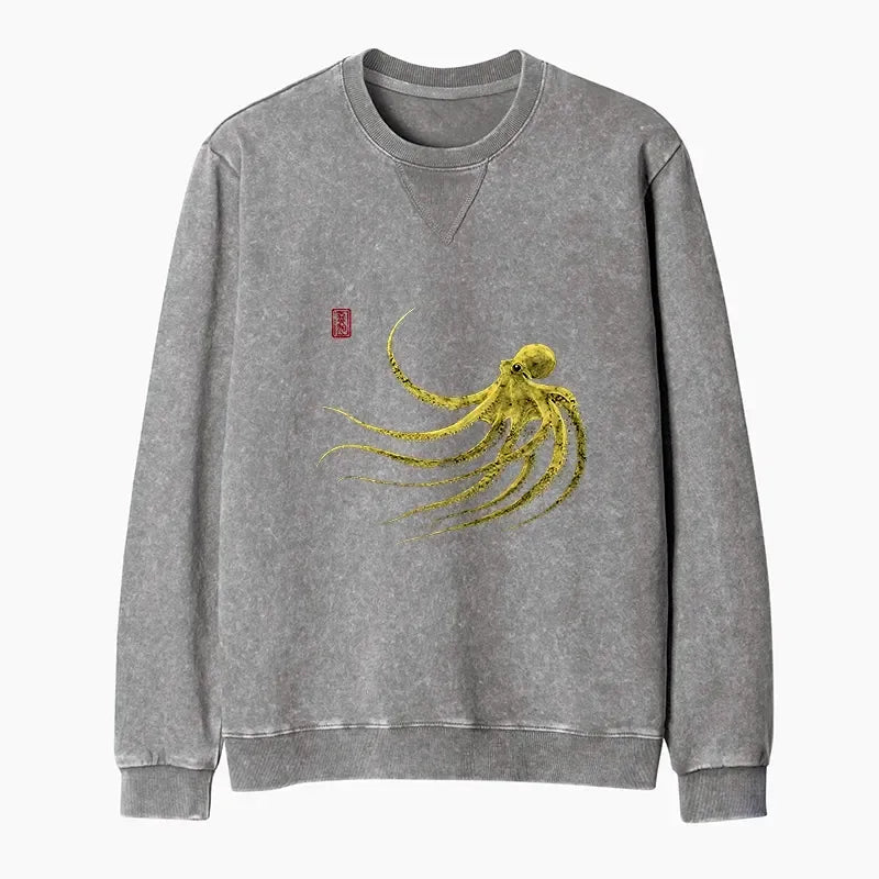 Washed Terry Octopus Sweatshirt Gift Idea for Him