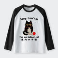 Kyoto-Lion Indoor Cat Meme Raglan Long Sleeve T-shirt