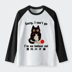 Kyoto-Lion Indoor Cat Meme Raglan Long Sleeve T-shirt
