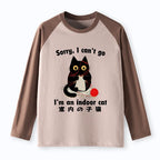 Kyoto-Lion Indoor Cat Meme Raglan Long Sleeve T-shirt