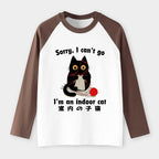 Kyoto-Lion Indoor Cat Meme Raglan Long Sleeve T-shirt