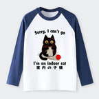 Kyoto-Lion Indoor Cat Meme Raglan Long Sleeve T-shirt