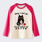 Kyoto-Lion Indoor Cat Meme Raglan Long Sleeve T-shirt