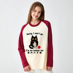 Kyoto-Lion Indoor Cat Meme Raglan Long Sleeve T-shirt