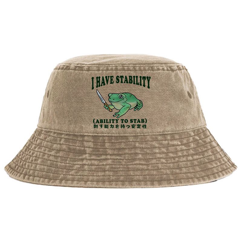 Kyoto-Lion Mentally Stable Assassin Frog Washed Bucket Hat