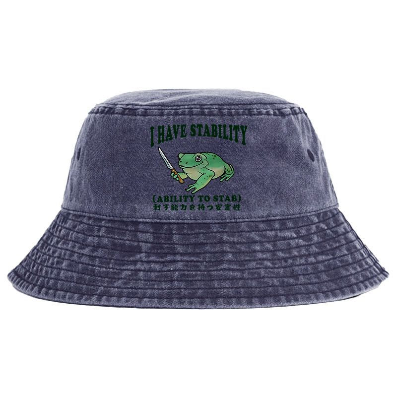 Kyoto-Lion Mentally Stable Assassin Frog Washed Bucket Hat