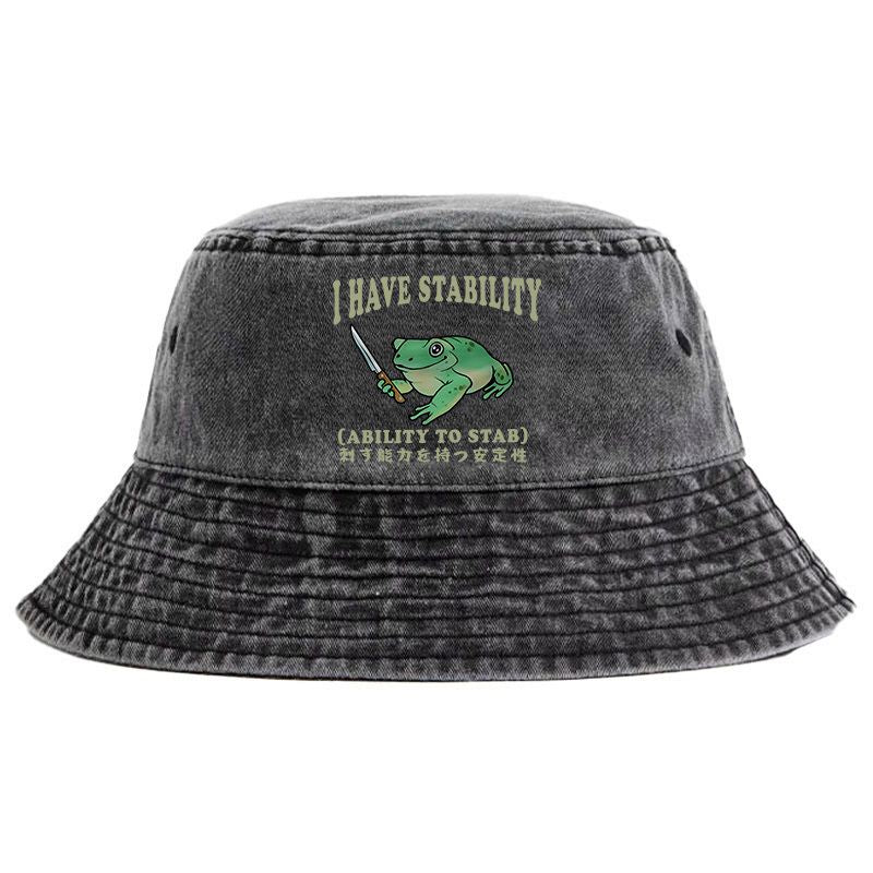 Kyoto-Lion Mentally Stable Assassin Frog Washed Bucket Hat