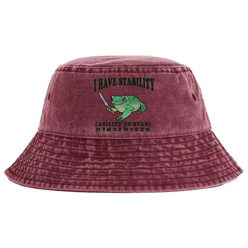 Kyoto-Lion Mentally Stable Assassin Frog Washed Bucket Hat