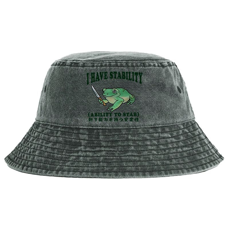 Kyoto-Lion Mentally Stable Assassin Frog Washed Bucket Hat