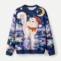 Kyoto-Lion Starry Moon Cat Fuzzy Christmas Ugly Sweatshirt