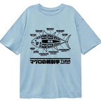 retro japanese fish anatomy shirt