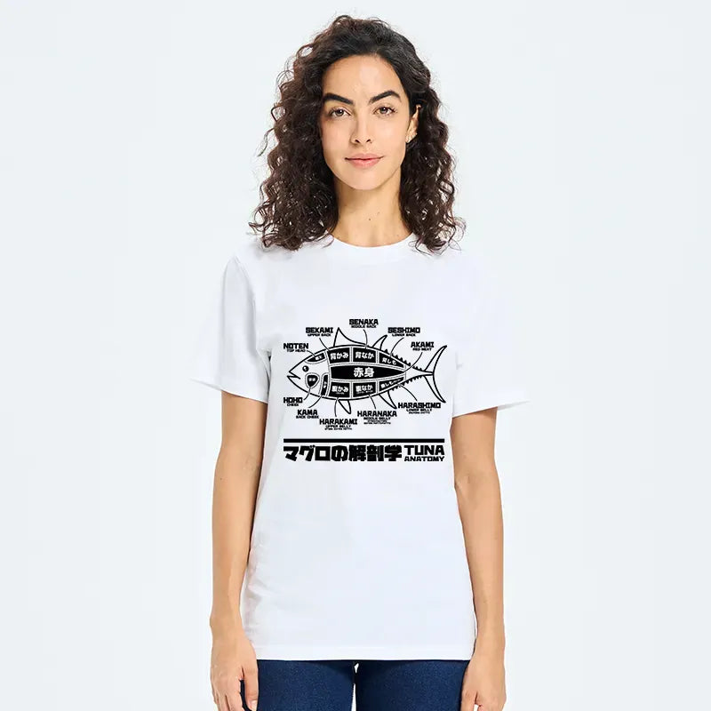 retro japanese fish anatomy shirt