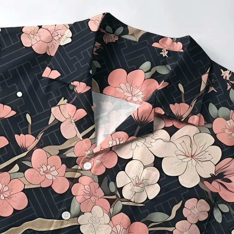Unisex Aloha Shirt with Sakura Print