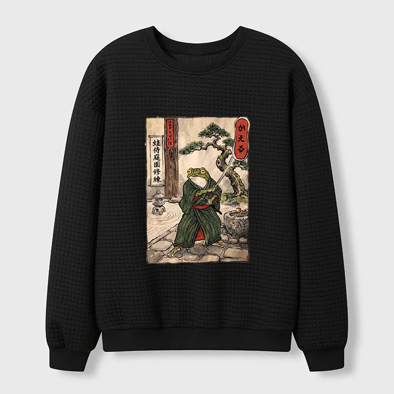 Kyoto-Lion Samurai Frog Training Waffle Sweatshirt