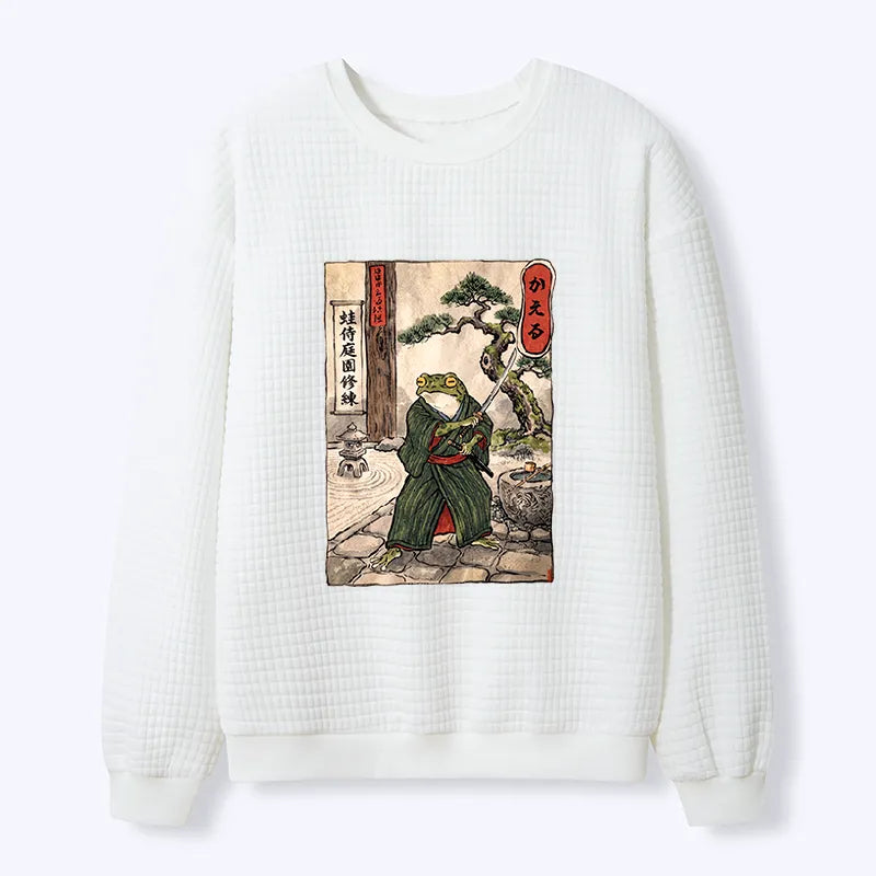 Kyoto-Lion Samurai Frog Training Waffle Sweatshirt