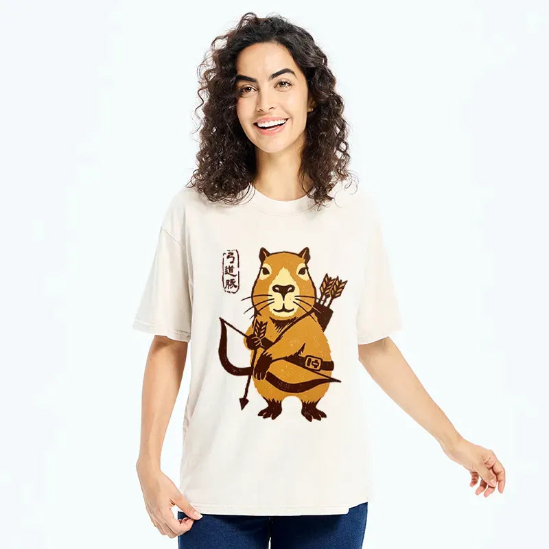 Kyoto-Lion The Capybara Archer: Target Chill Washed T-Shirt