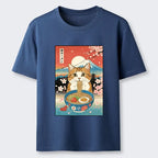 Kyoto-Lion Funny Orange Cat Eating Ramen Japan Classic T-Shirt